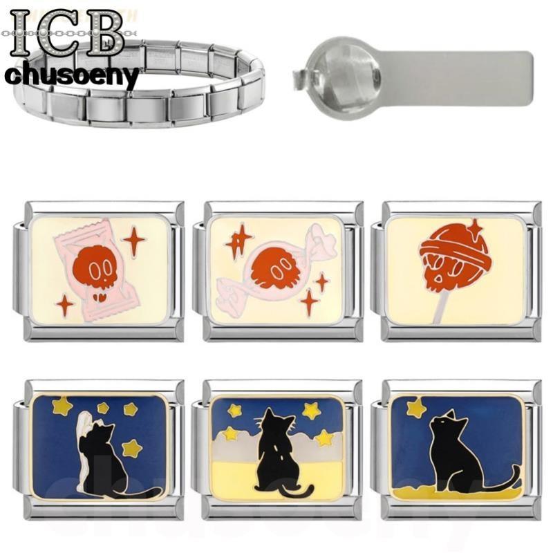 2024 ใหม่แฟชั่น Candy Cat Earth Charm อิตาเลี่ยน Links Fit 9 มม.สร้อยข้อมือเครื่องประดับสแตนเลส DIY ทํา ราคา ถูกที่สุด ดีลบีเคเค