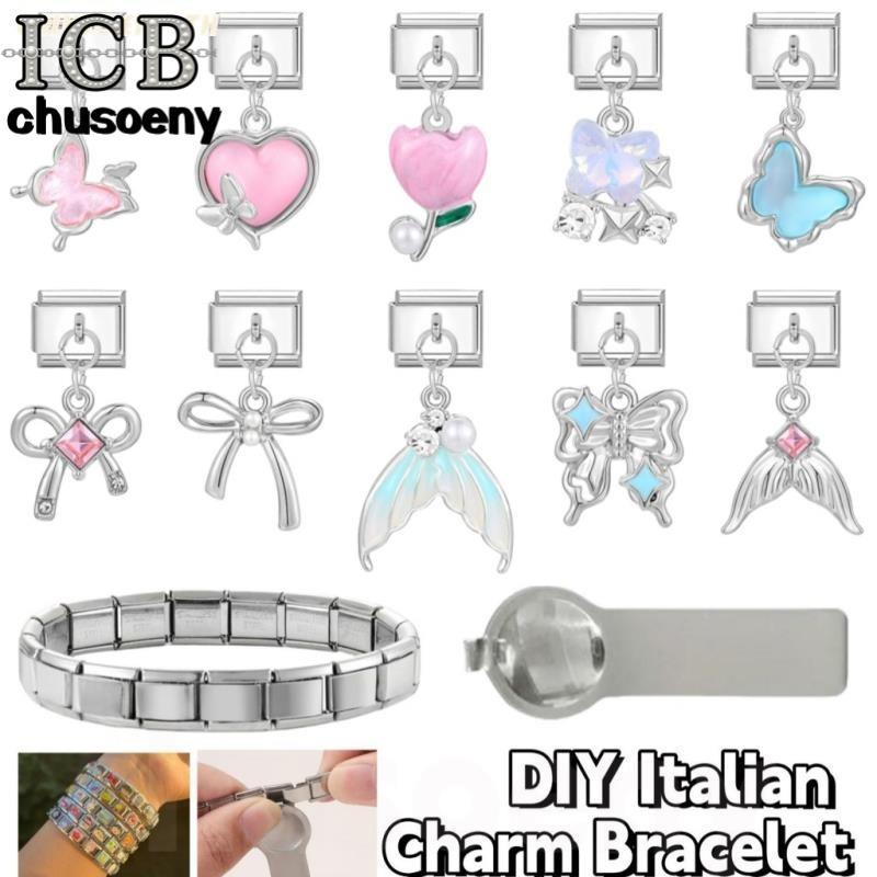 ใหม่สีจี้ Sliver ไอศกรีม Charm อิตาเลี่ยน Links Fit 9 มม.สร้อยข้อมือสแตนเลสเครื่องประดับ DIY ทํา