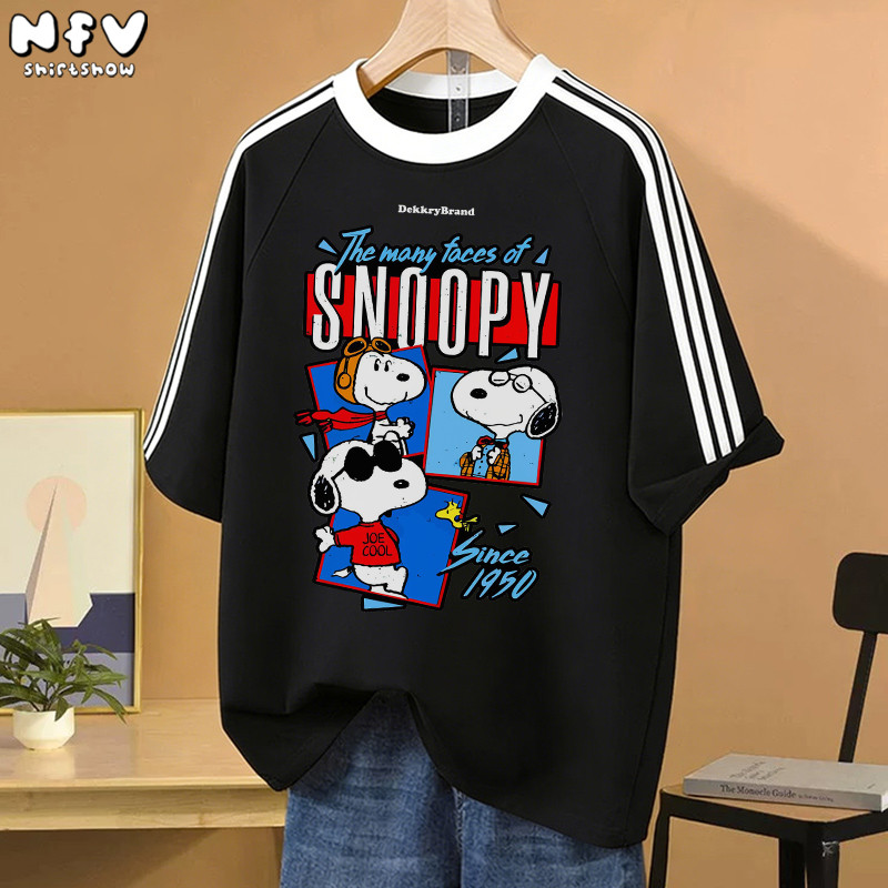 【จัดส่งตลอด 24 ชั่วโมง】NFV เสื้อยืดแขนสั้นคอกลม สไตล์เกาหลี ลายพิมพ์การ์ตูน Snoopy ทรงหลวม ระบายอากาศ ผ้าฝ้าย YG4806 ราคา ถูกที่สุด ดีลบีเคเค แกลเลอรีภาพที่ 4
