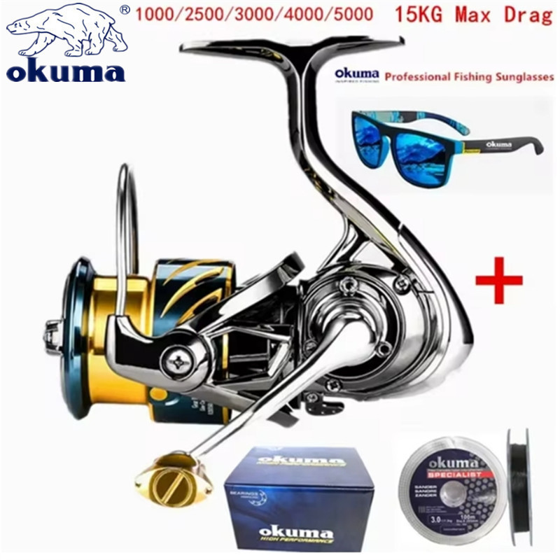 Okuma All Metal Fishing Reel Shallow Line Cup 15KG Anti Seawater Corrosion Rotating Reel 1000-5000