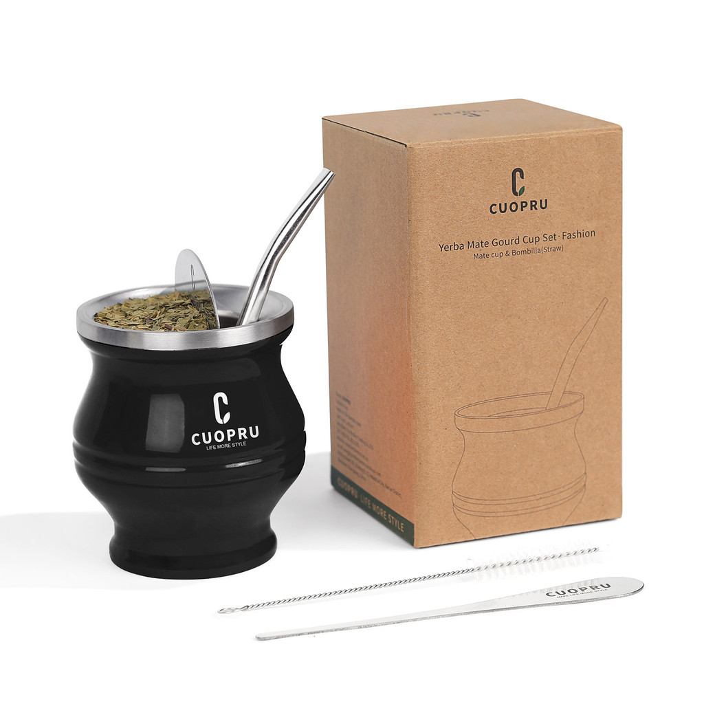 Yerba Mate Cup Bombilla Set - The 5 in 1 Mate set includes a Modern Mate Cup, Yerba Mate Shaper set,