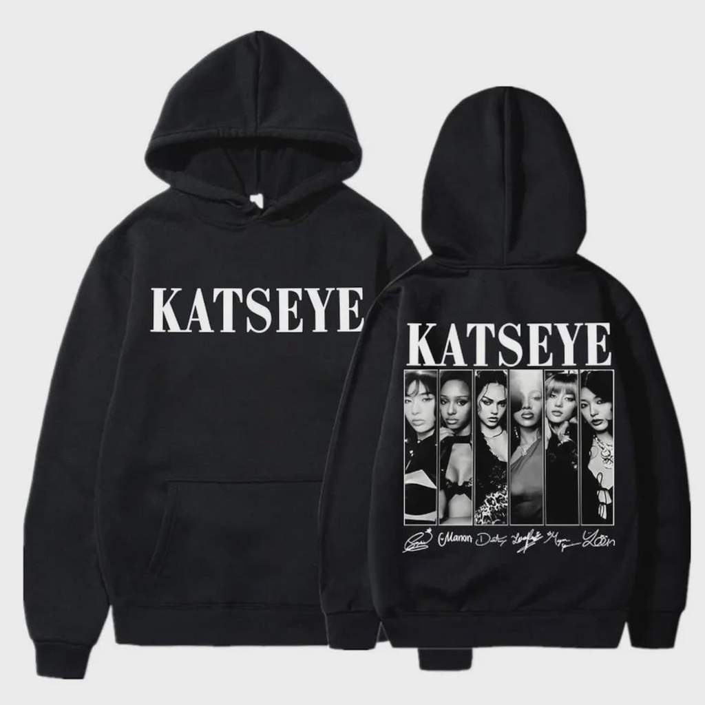 เสื้อฮู้ดพิมพ์ลาย Kpop Katseye สำหรับผู้หญิง ผ้าฝ้าย Hoodie