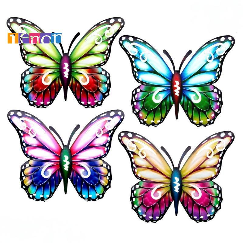 [Lemon] 2D โลหะผีเสื้อ Wall Art Decor สําหรับห้องนั่งเล่นสวนกลางแจ้งในร่มแขวนผนังตกแต่งใหม่