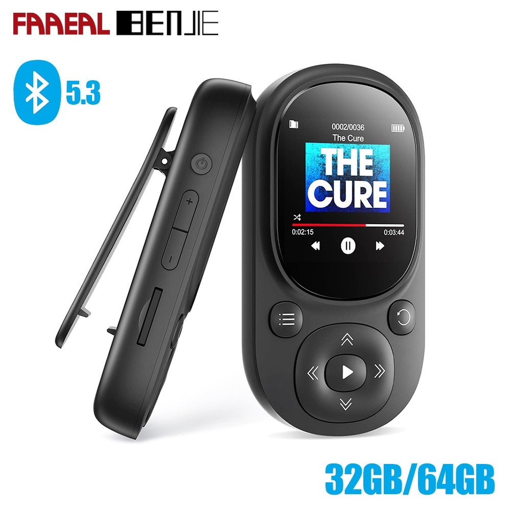 Faaeal BENJIE A11 เครื่องเล่นเพลง MP3 บลูทูธ 5.3 32G 64G รองรับการ์ด SD เครื่องนับก้าว แบบพกพา