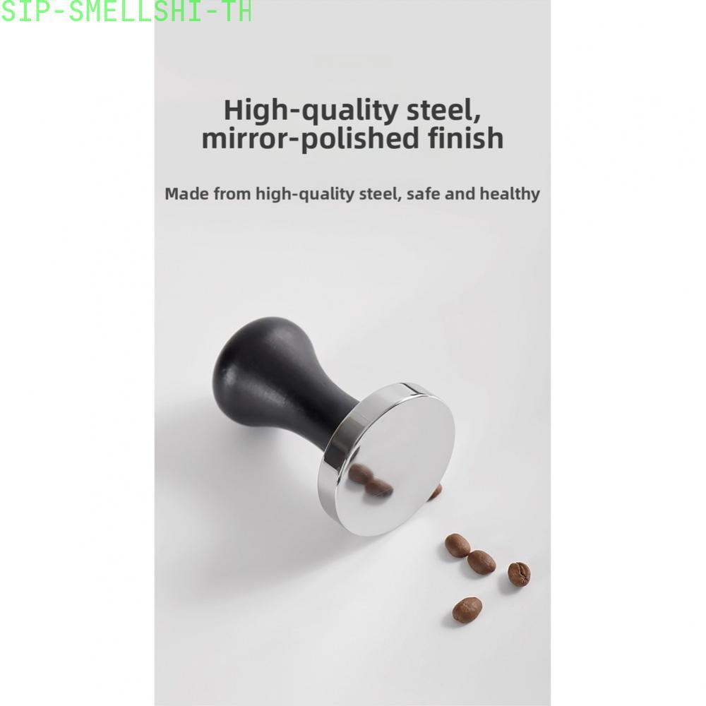 【SMELLSHI】Flat Bottom Stainless Steel Coffee Tamper with Wooden Handle 49mm 51mm 53mm 58mm