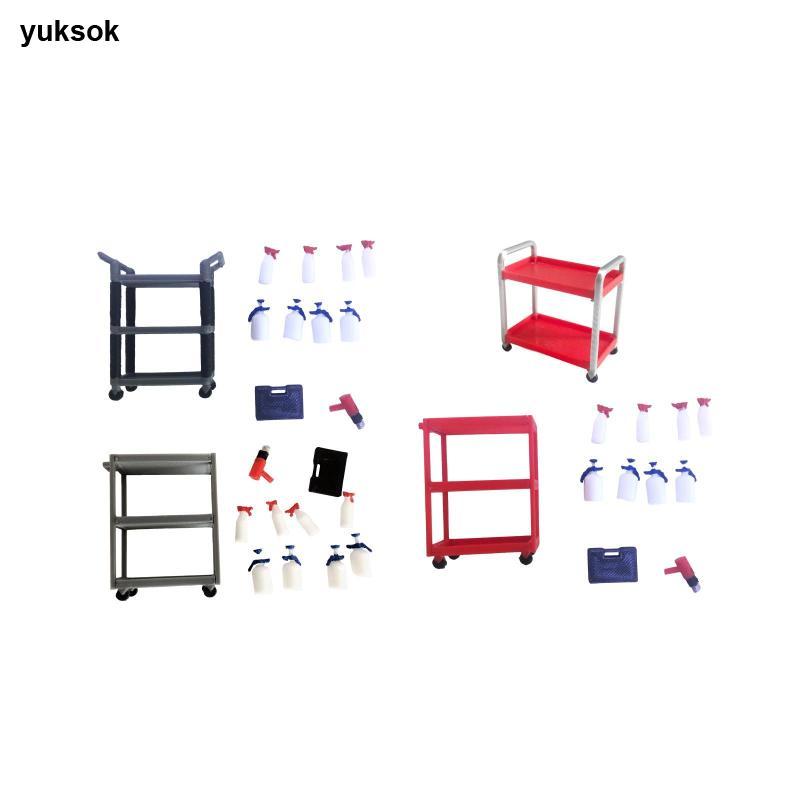 [yuksok] 1/18 Scale เครื่องมือรถเข็นโหมด Miniature Garage Diorama Prop สําหรับรถของเล่นรุ่นจอแสดงผลฉ