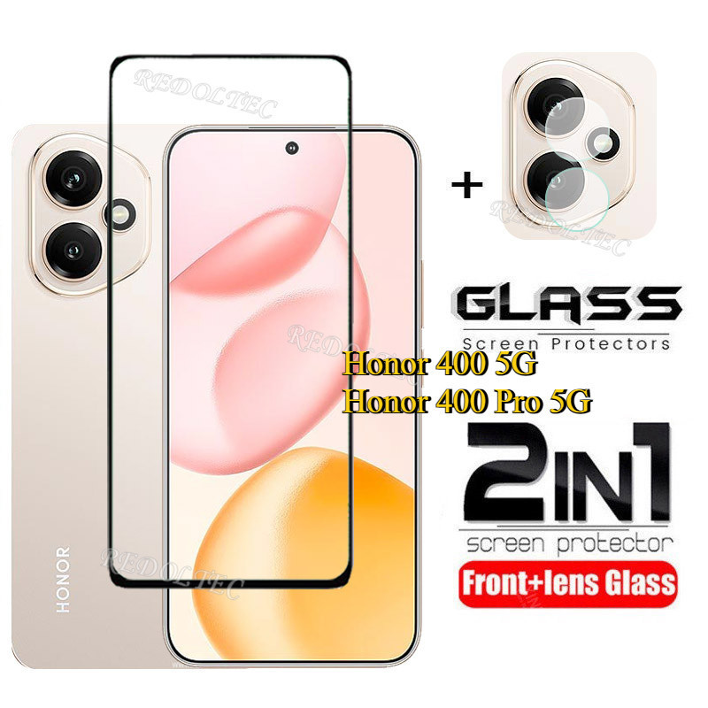 Honor 400/400 Pro 5G ฟิล์มกระจกนิรภัย 2 in 1 พร้อมเลนส์กล้อง Flim คลุมเต็มจอ กาวเต็มแผ่น