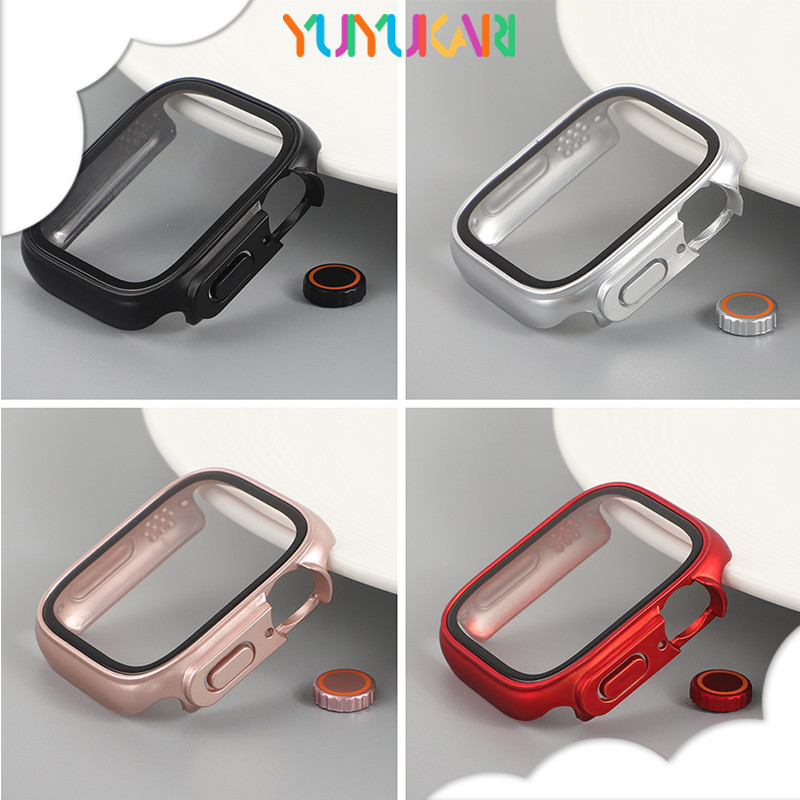 2 ใน 1 กระจกโค้ททนทาน PC Case สำหรับ for Apple Watch SE 3 2 IWatch Series 11 10 9 8 7 6 5 4 3 46 42 45 41 44 40 38มม