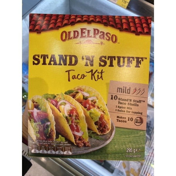 Stand’n Stuff Taco Kit Old El Paso 295 G. แผ่นแป้งข้าวโพดอบกรอบ พร้อมซอสทาโก้ และ เครื่องปรุงรส โอลด