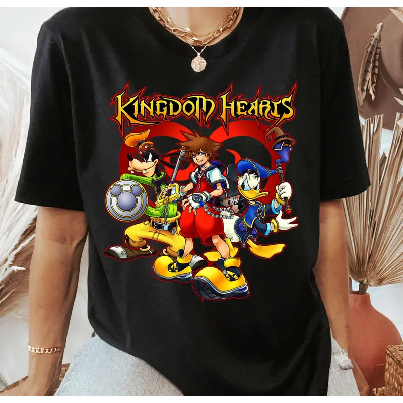เสื้อยืดทีม Disney Kingdom Hearts พร้อมสำหรับการใช้งาน เสื้อคู่สำหรับครอบครัว Disneyland เสื้อคู่ธีม