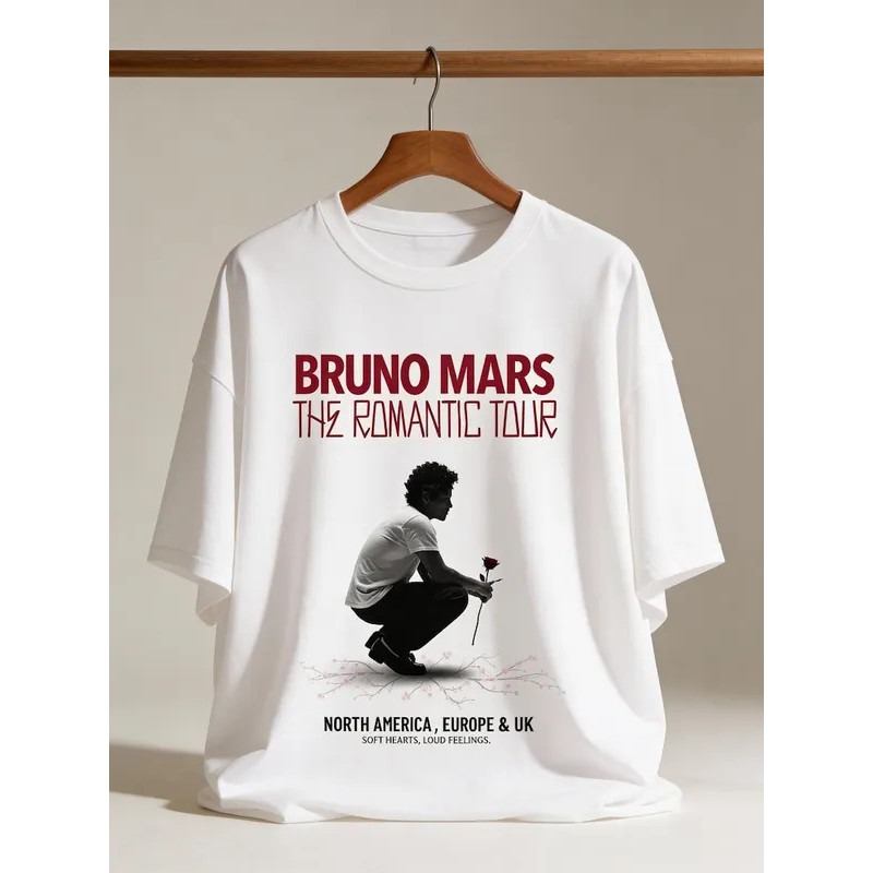 เสื้อยืด Bruno Mars The Romantic Tour 2026 เสื้อยืดคอนเสิร์ต Bruno Mars แบบยูนิเซ็กส์ ของขวัญสำหรับแ