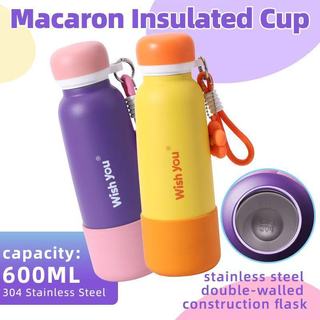600ML 304 Stainless Steel Double-walled Construction Flask Macaron Insulated Cup Light Oxygen Cup