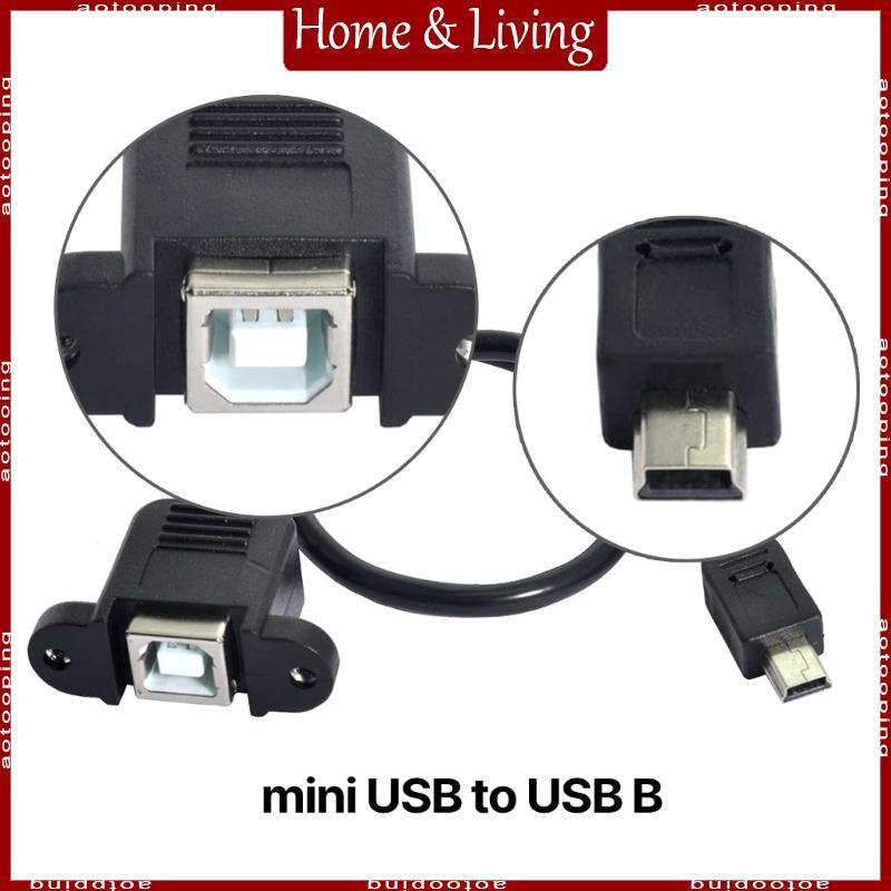 AOTO Mini USB เป็น USB B พร้อมแผงเมาท์สกรู Mini USB ชายกับ USB B หญิงขยาย
