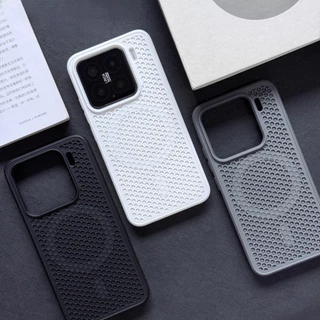 เคสโทรศัพท์ระบายความร้อนแบบรังผึ้งสําหรับ XIAOMI 15 14 13 13T Pro POCO F5 F6 F7 Pro/Ultra มินิมอลออกแบบฝาครอบป้องกันแม่เหล็ก PC พนักพิง TPU ขอบนุ่ม anti drop shell