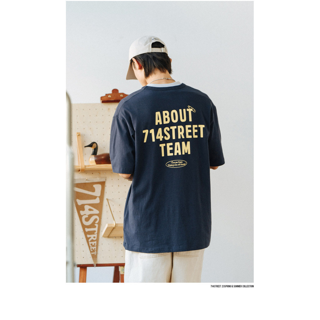 เสื้อยืดแขนสั้นผู้ชาย แบรนด์ 714street ทำจากฝ้ายแท้ญี่ปุ่น ออกแบบให้สวมใส่ง่ายและคล่องตัว
