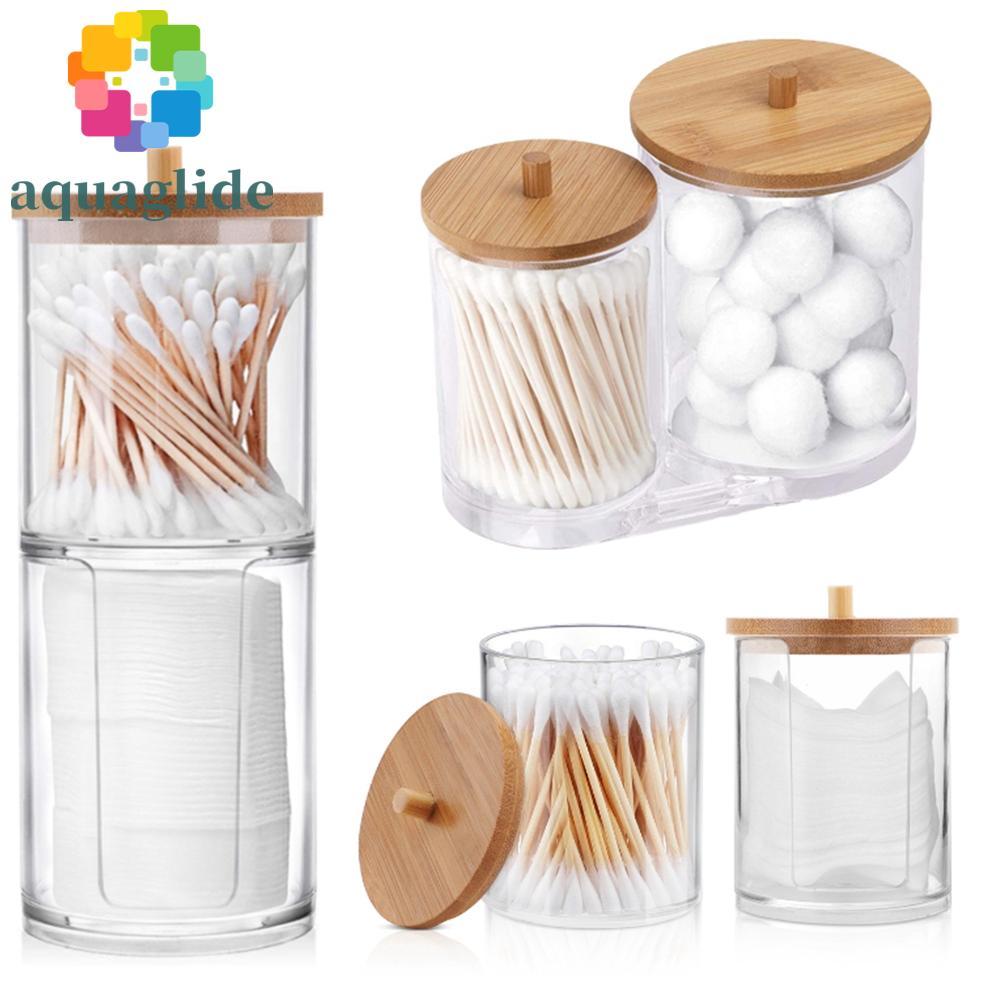 AQUAGLIDE Qtips ผู้ถือเครื่องสําอางมัลติฟังก์ชั่แต่งหน้าคอนเทนเนอร์เครื่องประดับผ้าฝ้าย Ball Dispens