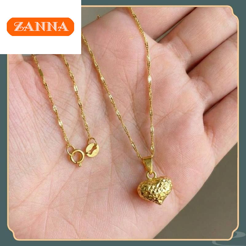18K Saudi Gold Pawnable Heart Necklace สําหรับผู้หญิง 18