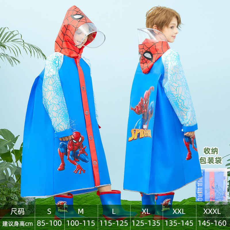 ดิสนีย์ เด็กเสื้อกันฝนชายหญิงเด็กเต็มร่างกายกันน้ําเด็กวัยหัดเดินนักเรียนทารกซ่อนหัวเข็มขัดปีกใหญ่เสื้อปอนโช