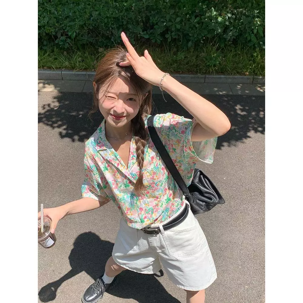 Chili Koko เสื้อลายดอกแขนสั้น ลายกระต่ายและดอกไม้ W367 thumbnail 8