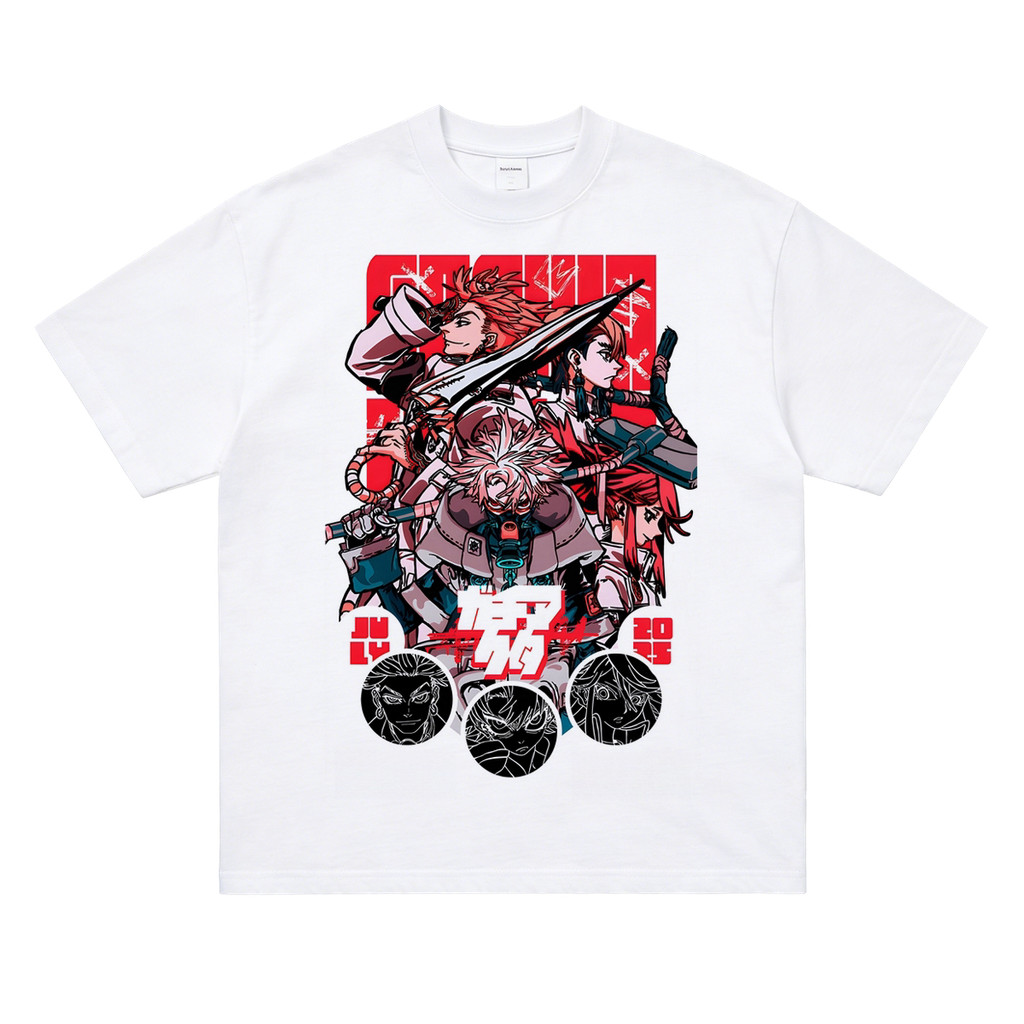 เสื้อยืดแขนสั้นสีขาวสไตล์อะนิเมะญี่ปุ่น GACHIAKUTA แฟชั่นยอดฮิตสำหรับทุกวัน