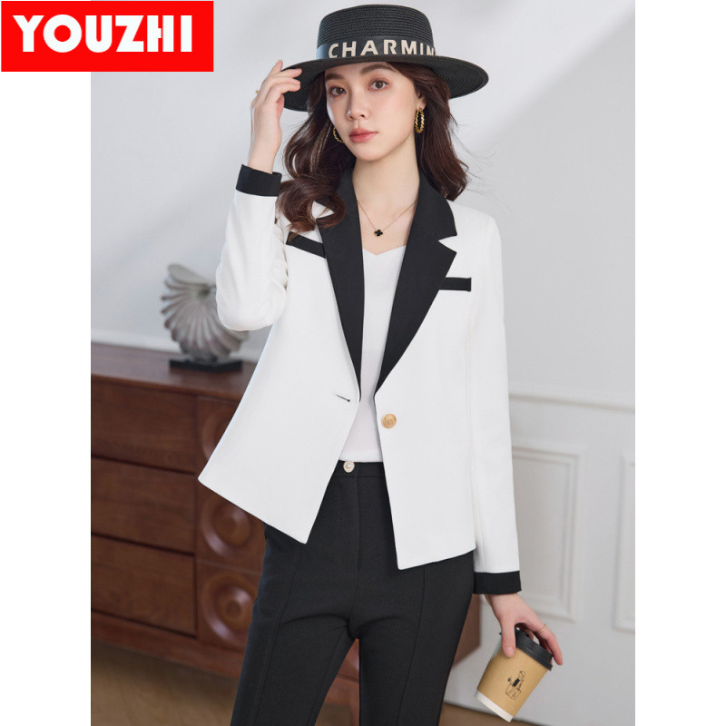 ใหม่ High-end office Blazer สวมใส่เสื้อแจ็คเก็ตแขนยาว Elegant ผู้หญิง Slim Fit เสื้อสูท LYAN8811