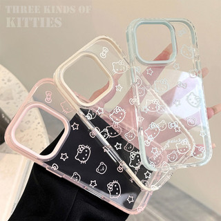 การ์ตูนคิตตี้แมวหมีเคสโทรศัพท์ใสสําหรับ ไอโฟน 13 11 16 15 14 12 มือโปร สูงสุด กันฝุ่นกันกระแทกฮาร์ดปกหลัง