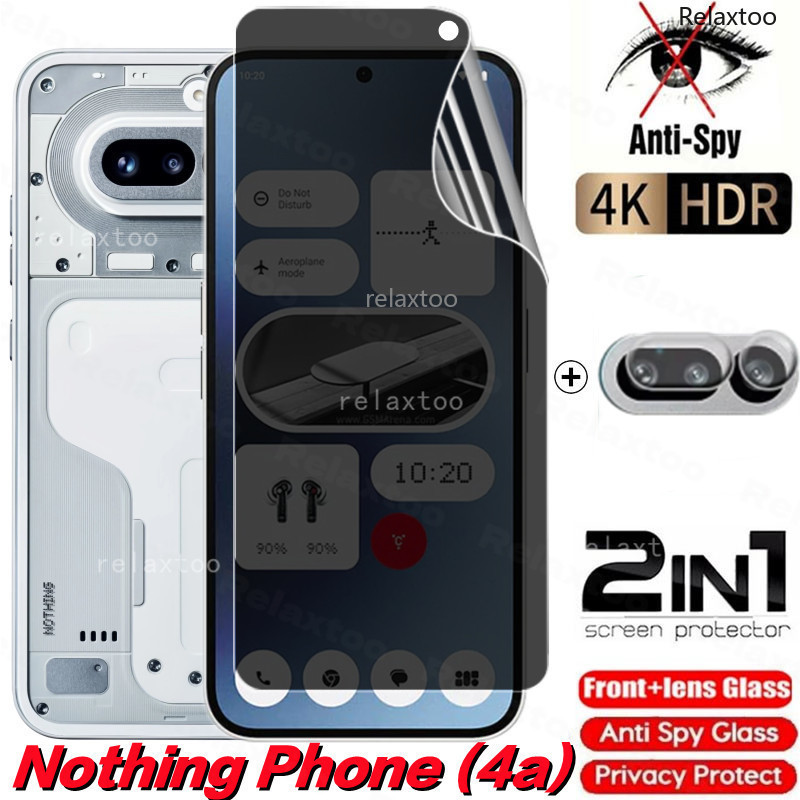 2IN1 Privacy Screen Protect Glass Phone Film For Nothing Phone (4a) Pro 4aPro 4A Pro Nothing4A Phone4a NothingPhone4a Pro 5G A069P Curved Anti Spy Front Screen Protect Tempered Glass Back Camera Lens Phone Film