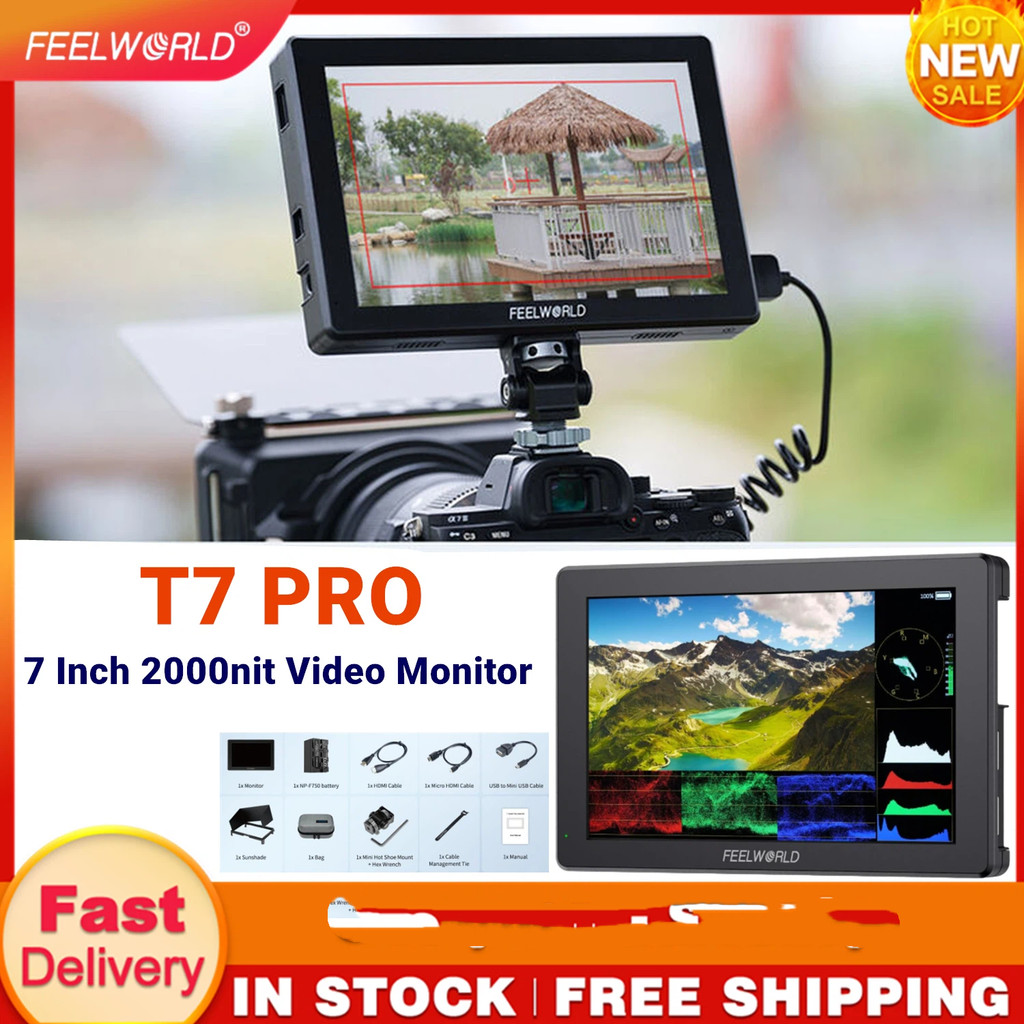 FEELWORLD T7 PRO 7 นิ้ว 2000NIT กล้อง Field Video Monitor อลูมิเนียมที่อยู่อาศัย 4K HDMI ]