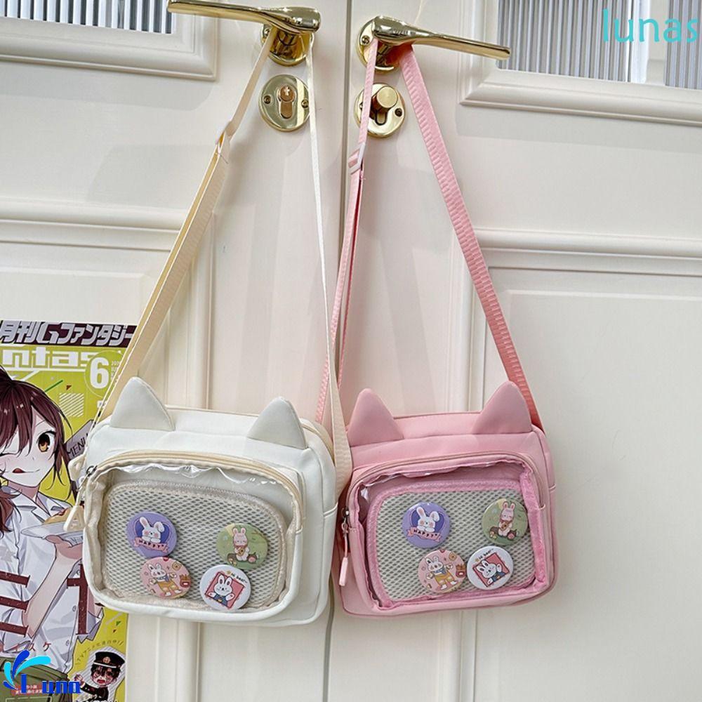 LUNASOL โปร่งใส Itabag, ญี่ปุ่น Y2k JK กระเป๋าสะพาย, แฟชั่นไนลอน Harajuku Idol สินค้าเก็บกระเป๋าสะพายข้างใสสาว