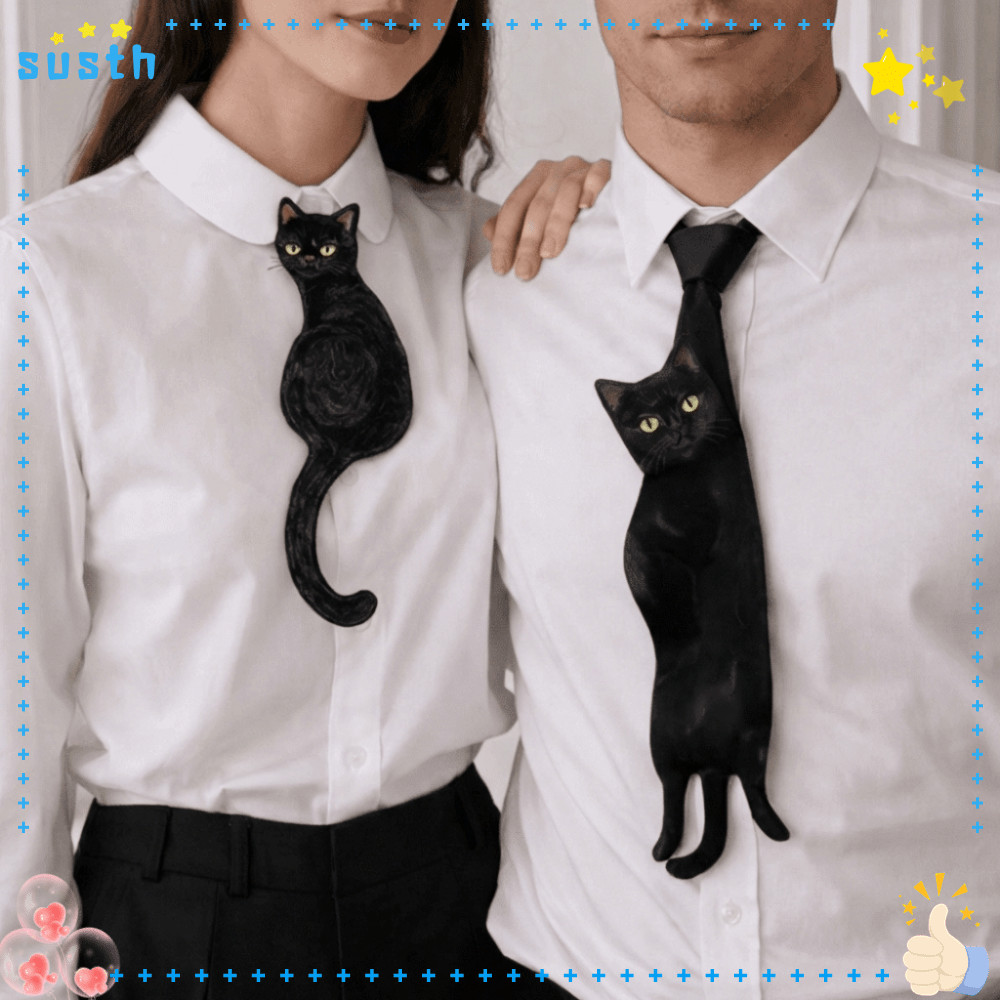 SUSTH Cat Tie, Retro บุคลิกภาพ Niche Design Bow Tie, มั่งคั่ง Cat-Shaped Black Cat Tie โอกาสอย่างเป็นทางการ