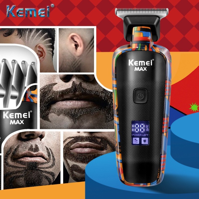 Kemei KM-5090 Graffiti ผม clipper หัวโกนไฟฟ้า Handy เครื่องมือผม clipper ร้านทําผมเฉพาะปัตตาเลี่ยนไฟ