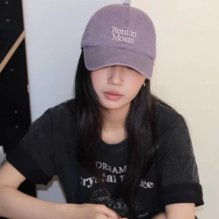 เกาหลีสีม่วงผ้าฝ้ายนุ่มด้านบนหมวกเบสบอลผู้หญิงจดหมายสบายๆฤดูร้อน สแน็ปแบ็ค หมวกกันแดด