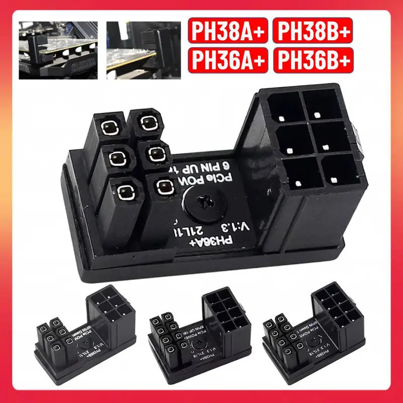 บอร์ดอะแดปเตอร์ไฟ 8 Pin GPU Power Connector 6 Pin GPU PCIe มุม 180 องศาสําหรับพีซีคอมพิวเตอร์กราฟิกก