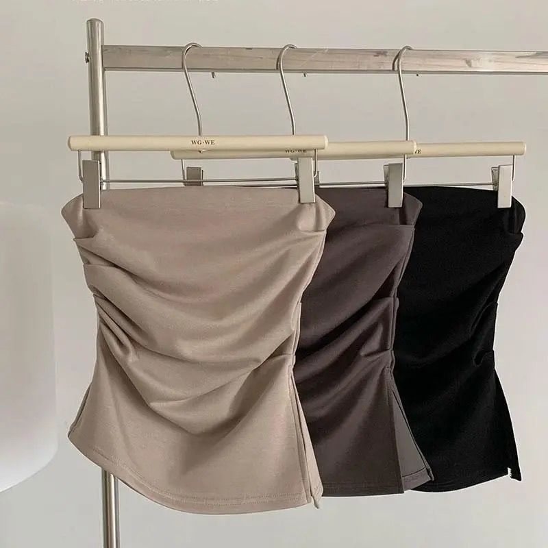 Pure Desire เพื่อปกปิดน้องสาว One-word เสื้อกั๊กบาง cod ฤดูร้อนเดี่ยวสัมผัส Slim-fit ไหล่แฟชั่นฝรั่ง