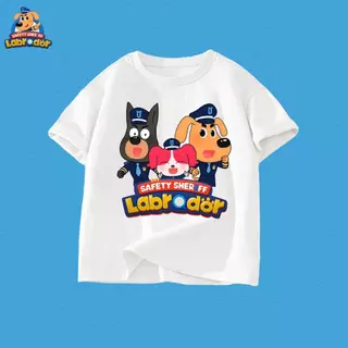 [COD]XK2 พร้อมส่ง เสื้อยืดเด็ก นายอำเภอลาบราดอร์ Sheriff Labrador Kid‘T-shirt พิมพ์ลาย แขนสั้นท็อปส์+New เสื้อผ้าเด็ก