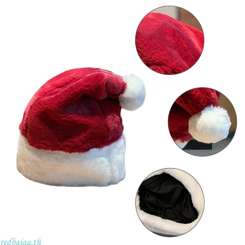 Redbaiaa แฟชั่น Red + สีขาว Xmas Beanie หมวก All-match Santa หมวก Plush หมวกคริสต์มาสสําหรับปีใหม่วั