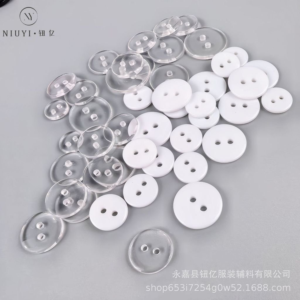 Button Coat Coat Button Shirt All-Match Small Pad Button Round Two-Eyed Bread Small Button Transpare