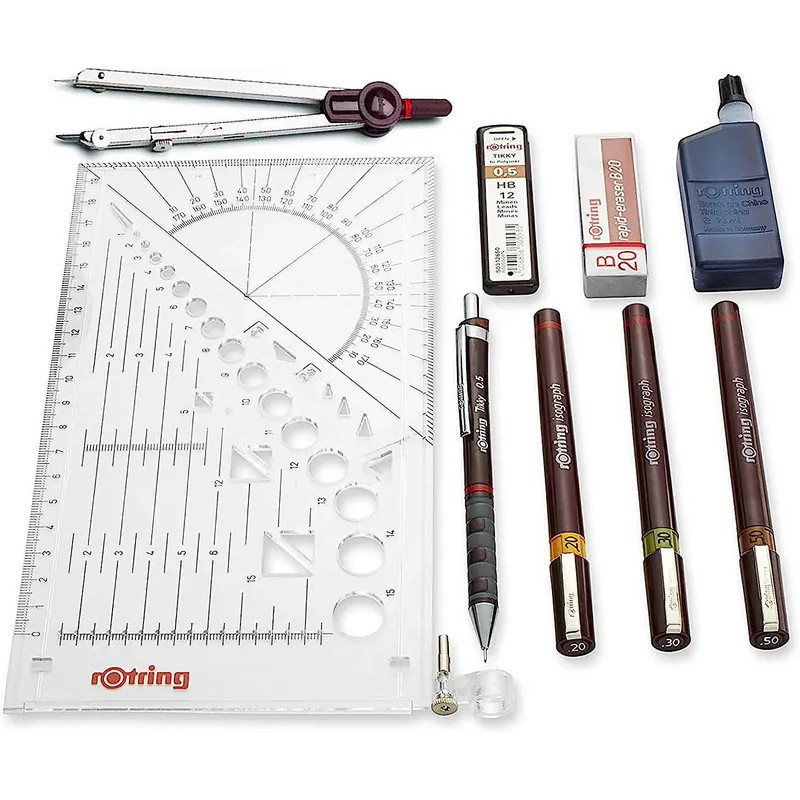 Rotring Technical Pen Junior/College/Master Set วิศวกรสถาปัตยกรรมกันน้ํา Professional Drawing Design