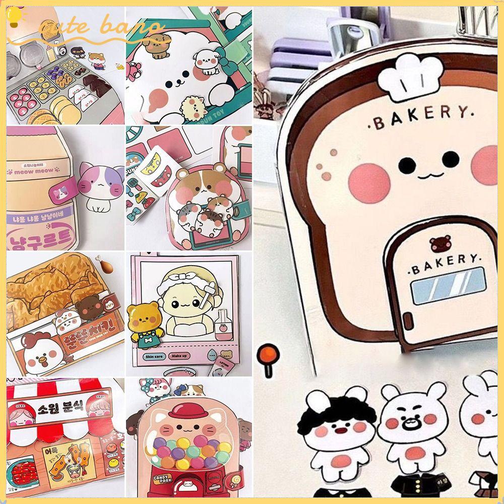 BANO Waffle Quiet Book, Fried Chicken Colourful Cartoon Busy Book, Creative Bread Paper ร้านสะดวกซื้
