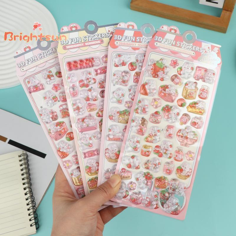[BT-t] 2/4 ชิ้น Fun Kawaii Bunny นูนคริสตัล Stiers - 3D ยกเนื้อ, ตกแต่งน่ารักสําหรับโน้ตบุ๊ก, เคสโทร