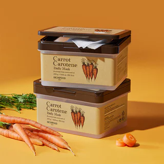 Skinfood Carrot Carotene Daily Mask 270g [30 Sheets] สกินฟู๊ด แผ่นมาสก์บำรุงผิว สูตรสารสกัดจากแครอท.