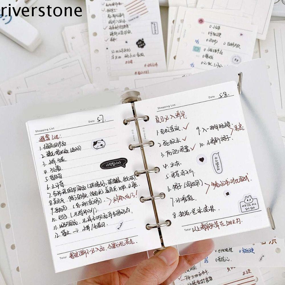RIVERSTONE M5 A8 กระดาษเติมโน้ตบุ๊คแบบหลวม, 50 แผ่นหนา 5 รูด้านในเติม Binder กระดาษหน้า, กระดาษเครื่องเขียน Line Grid Blank Stationery Refill Spiral Binder Notebook Paper