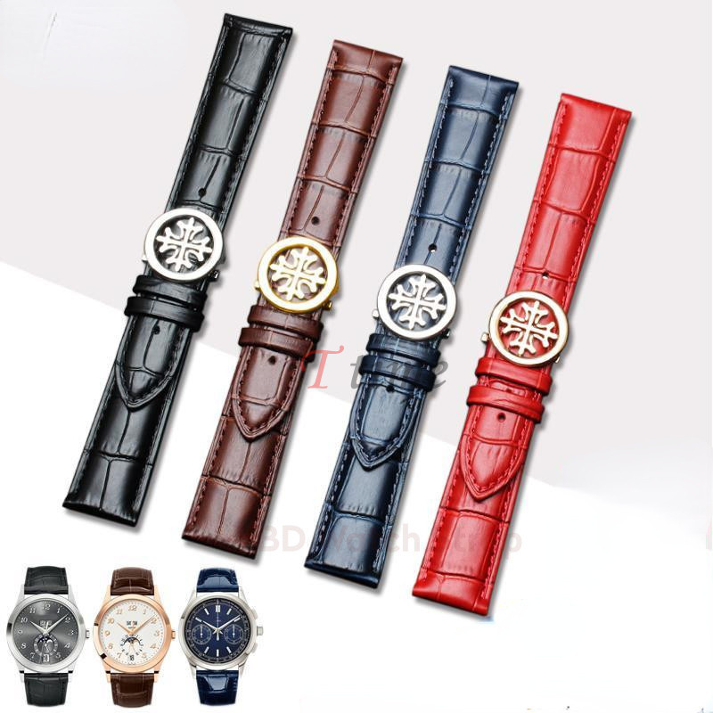 19 มม.20 มม.21 มม.22 มม.สายนาฬิกาหนังแท้สําหรับ AQUANAUT PP 5167A Cowhide Watchband หัวเข็มขัดผีเสื้