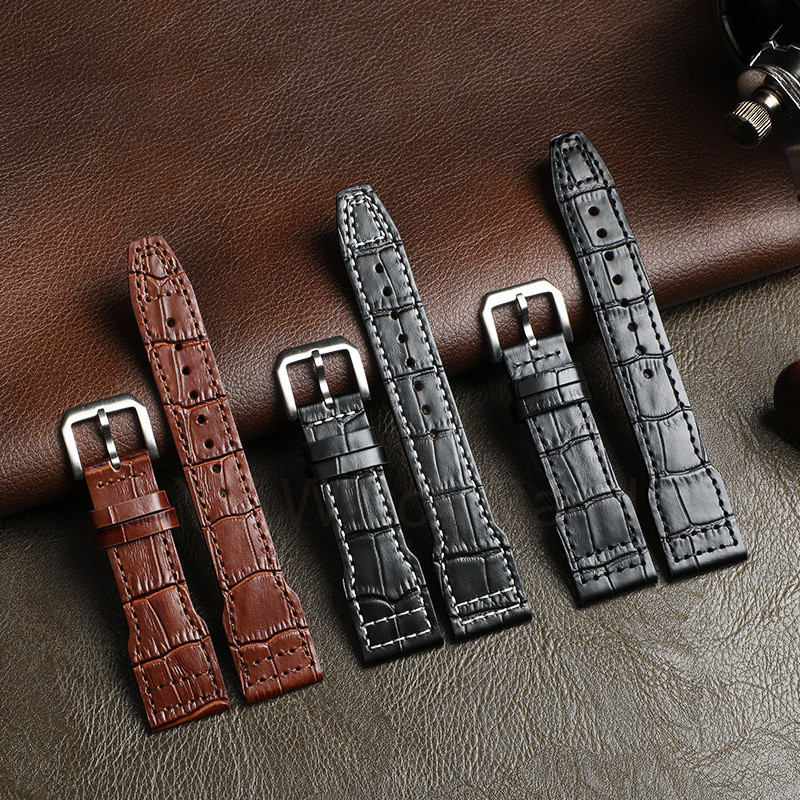 20/21/22mm สําหรับ IW PilotS Watch Little Prince Strap Bamboo Grain Top Grain สายรัดข้อมือหนัง