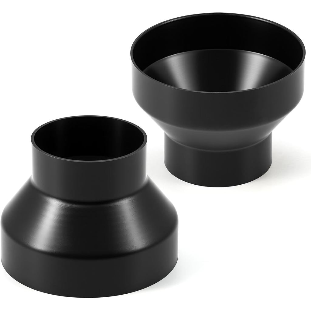 Therwen 2 ชิ้น 6 ถึง 4 นิ้วท่อลดเพิ่ม ABS Air Duct Adapter พัดลมหรือเครื่องเป่า Vent Adapter ขั้วต่อ