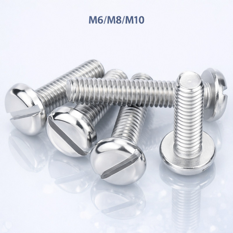 304 สแตนเลส one-slot สกรูหัวทรงกระบอก GB65 สกรู slotted หัวกลม bolt M6M8/M101124-DH