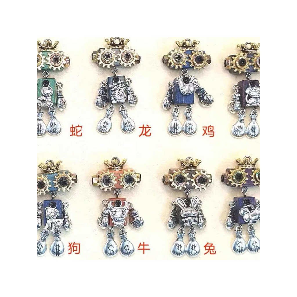 Pure Handmade Steampunk Robot Zodiac สําเร็จรูปสร้อยคอพวงกุญแจอินเทรนด์เล่นจี้จี้ diy CDT8