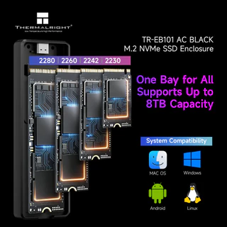 Thermalright กล่อง SSD M.2 NVMe SATA Enclosure 10Gbps USB3.2 GEN2 อะลูมิเนียมเต็มตัว ระบายความร้อนสูง รองรับ M Key B Key สำหรับโน้ตบุ๊ก มือถือ PS5 TR-EB101 สีดำ
