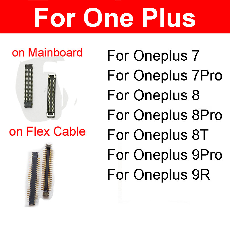 สําหรับ Oneplus 7 8 9 Pro 8T 9R แบตเตอรี่ผู้ถือคลิปบนเมนบอร์ด Flex สาย LCD เมนบอร์ด USB Charger Conn