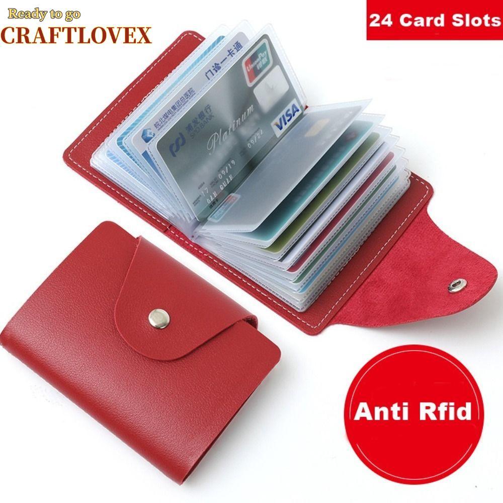 CRAFTLOVEX Card Holder Bag, Solid Color PU Pocket , Leather Card Holder Simple Wallet Credit ID Card Organizer